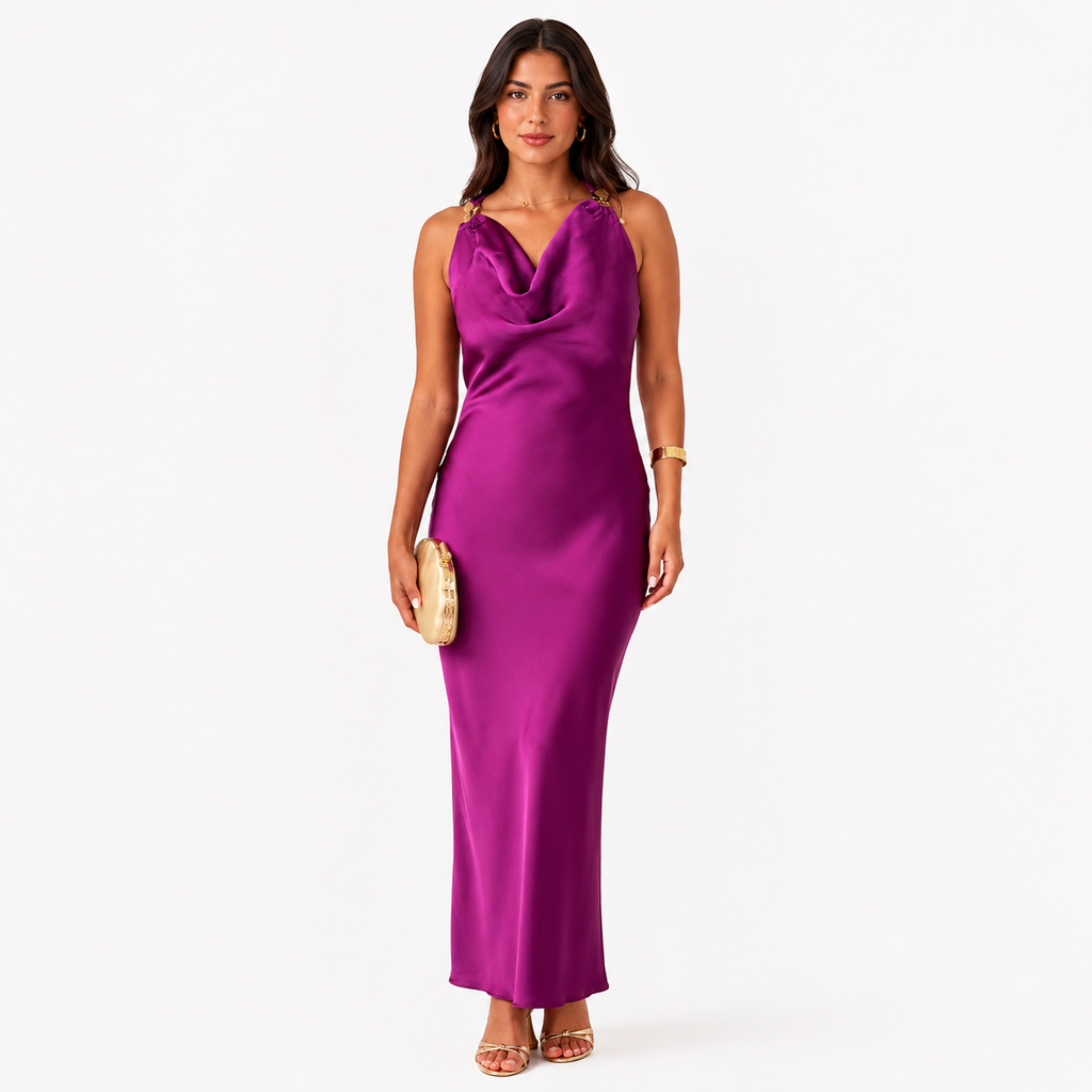 Amethyst Satin Maxi Dress