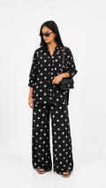 Black Polka Dot Shirt & Wide Leg Pants Set