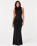 Black Draped Sleeveless Maxi Dress
