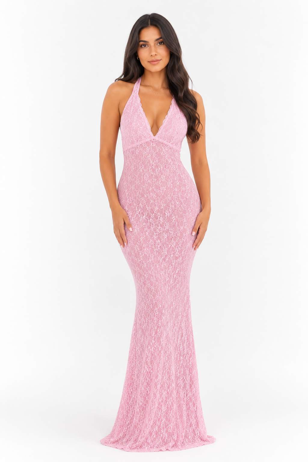 Livia Pink Halter Maxi Dress